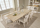 Shaybrock Antique White/Brown Dining Table and 6 Chairs with Server