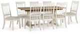 Shaybrock Antique White/Brown Dining Table and 8 Chairs