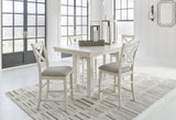 Robbinsdale Counter Height Dining Table and 4 Barstools in Antique White