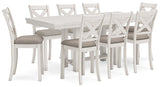 Robbinsdale Counter Height Dining Table and 8 Barstools in Antique White