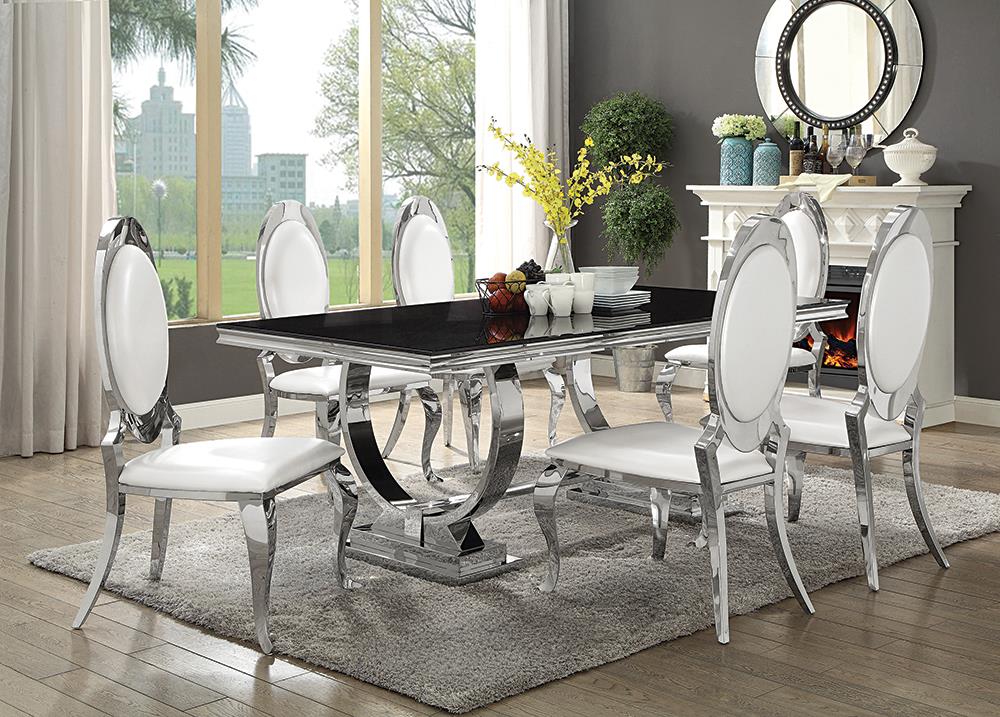 Antoine Chrome 5-Piece Rectangular Dining Set