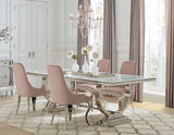 Antoine Chrome/Pink 5-Piece Rectangular Dining Set