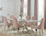 Antoine Chrome/Pink 7-Piece Rectangular Dining Set