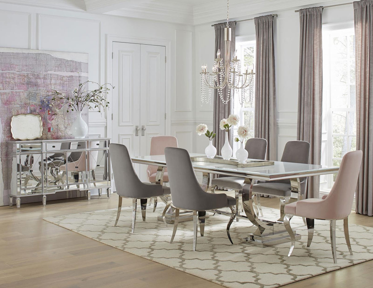 Antoine Pink/Grey 7-Piece Rectangular Dining Set