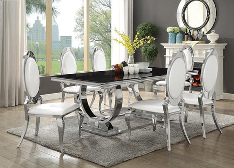 Antoine Chrome and Black Rectangular Dining Table by Coaster at Eve Furniture