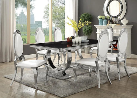 Antoine Chrome and Black Rectangular Dining Table by Coaster at Eve Furniture