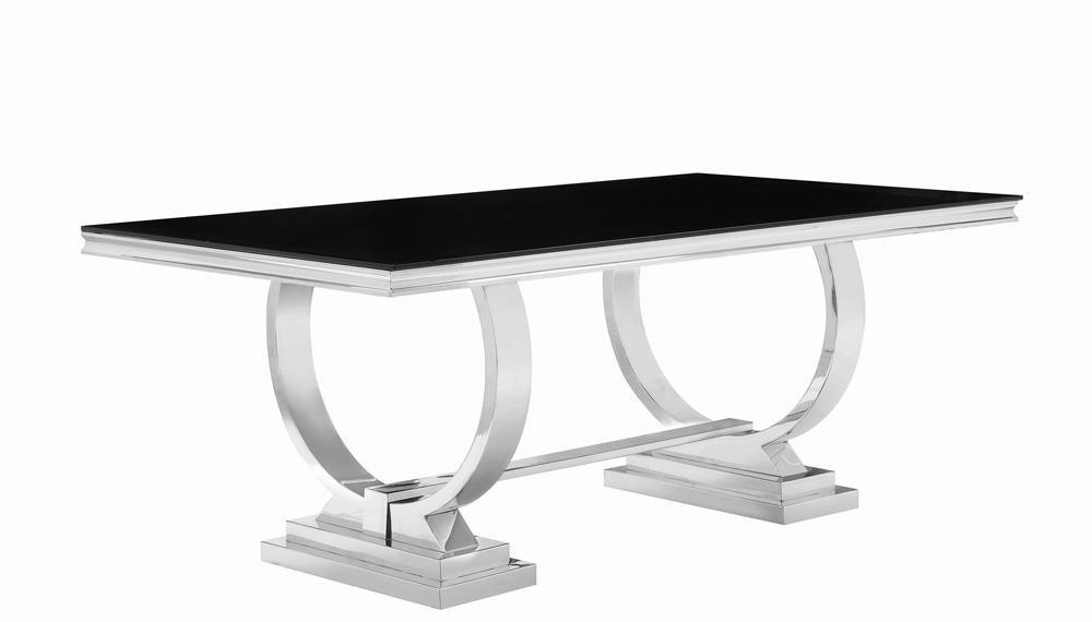 Antoine Chrome and Black Rectangular Dining Table by Coaster at Eve Furniture