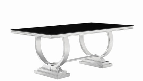 Antoine Chrome and Black Rectangular Dining Table by Coaster at Eve Furniture