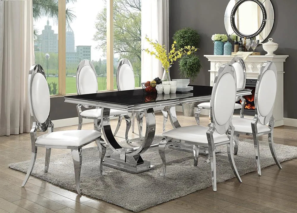 Antoine Cream/Chrome Oval Back Side Chairs, Set of 2 by Coaster at Eve Furniture