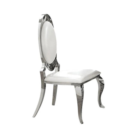 Antoine Cream/Chrome Oval Back Side Chairs, Set of 2 by Coaster at Eve Furniture