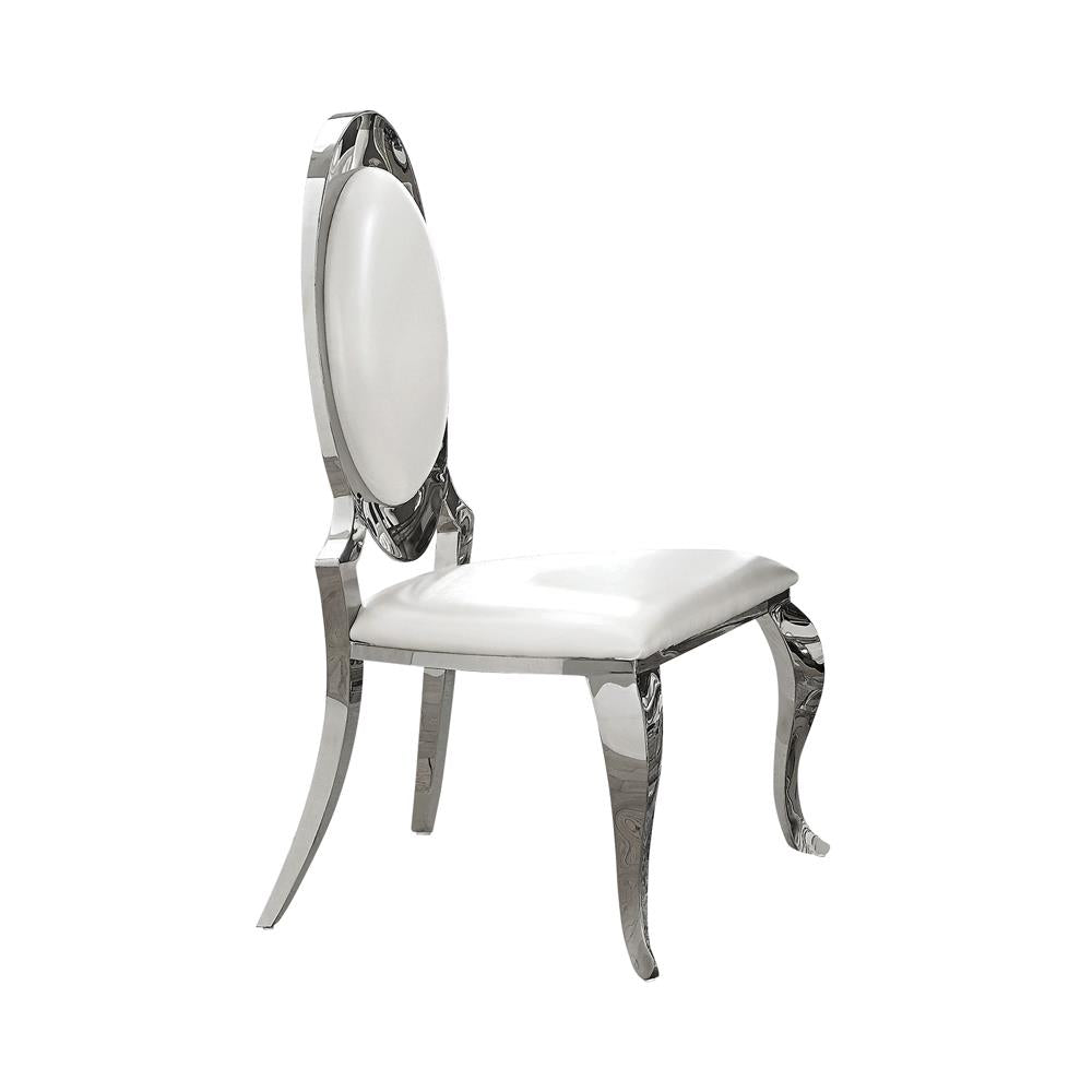 Antoine Cream/Chrome Oval Back Side Chairs, Set of 2