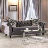 Antoinette Gray Velvet Stationary Sofa & Loveseat by Furniture of America at Eve Furniture