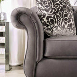 Antoinette Gray Velvet Stationary Sofa & Loveseat by Furniture of America at Eve Furniture