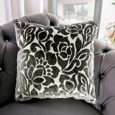 Antoinette Gray Velvet Stationary Sofa & Loveseat by Furniture of America at Eve Furniture
