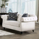 Antoinette White Velvet Stationary Sofa & Loveseat by Furniture of America at Eve Furniture