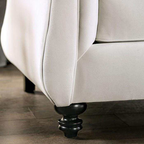 Antoinette White Velvet Stationary Sofa & Loveseat by Furniture of America at Eve Furniture