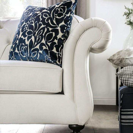 Antoinette White Velvet Stationary Sofa & Loveseat by Furniture of America at Eve Furniture
