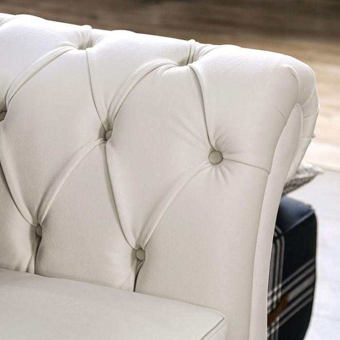 Antoinette White Velvet Stationary Sofa & Loveseat by Furniture of America at Eve Furniture