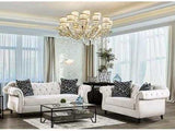 Antoinette White Velvet Stationary Sofa & Loveseat by Furniture of America at Eve Furniture
