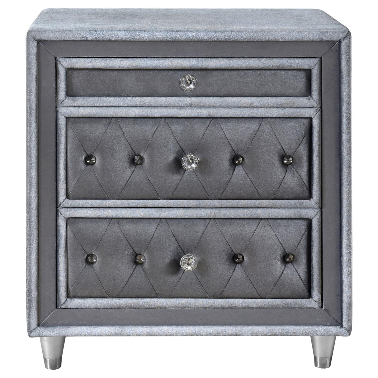 Antonella 3-drawer Upholstered Nightstand Grey