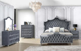 Antonella Grey 5-Piece Upholstered Tufted California King Bedroom Set