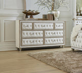 Antonella Ivory/Camel 7-Drawer Upholstered Dresser