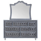 Antonella 7-drawer Upholstered Dresser with Mirror Grey