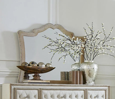 Antonella Camel Mirror with Nailhead Trim by Coaster at Eve Furniture