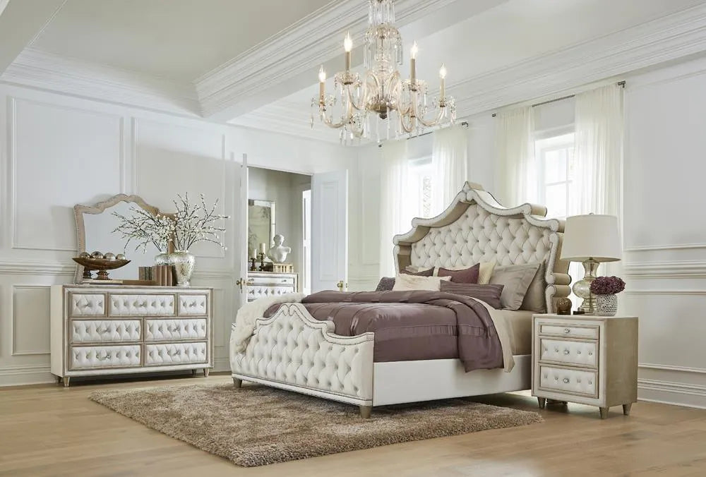 Antonella Ivory and Camel Tufted Upholstered Queen Bed by Coaster at Eve Furniture