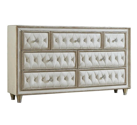 Antonella Ivory and Camel Upholstered 7-Drawer Dresser by Coaster at Eve Furniture