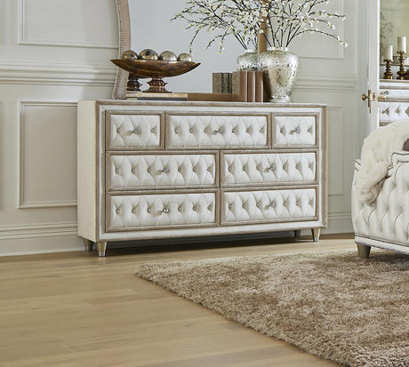 Antonella Ivory and Camel Upholstered 7-Drawer Dresser by Coaster at Eve Furniture