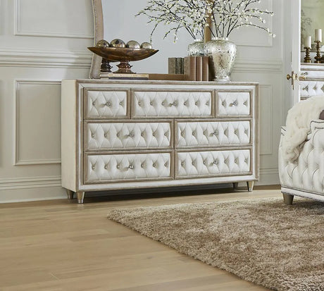 Antonella Ivory and Camel Upholstered 7-Drawer Dresser by Coaster at Eve Furniture