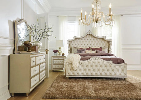 Antonella Ivory and Camel Upholstered 7-Drawer Dresser with Mirror by Coaster at Eve Furniture