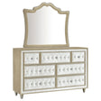 Antonella Ivory and Camel Upholstered 7-Drawer Dresser with Mirror by Coaster at Eve Furniture