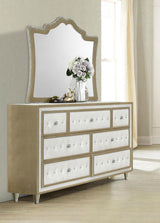 Antonella Ivory and Camel Upholstered 7-Drawer Dresser with Mirror by Coaster at Eve Furniture