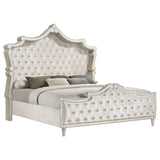 Antonella Ivory/Camel 5-Piece Upholstered Tufted Eastern King Bedroom Set by Coaster at Eve Furniture