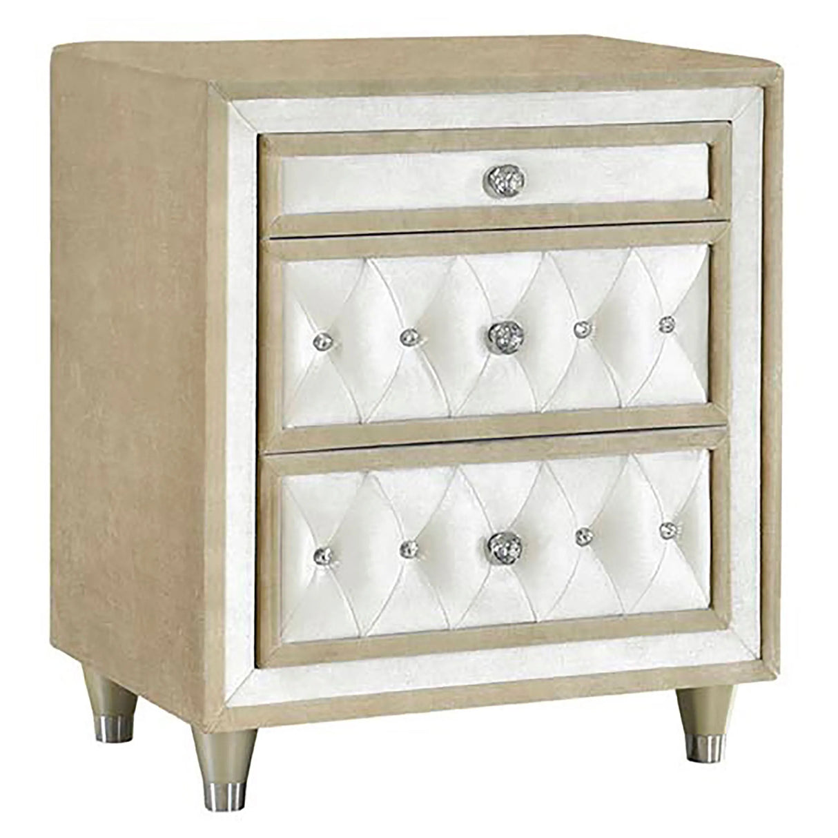 Antonella Ivory/Camel 5-Piece Upholstered Tufted Eastern King Bedroom Set by Coaster at Eve Furniture