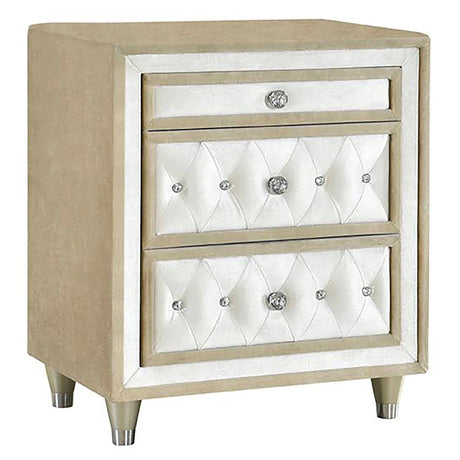 Antonella Ivory/Camel 5-Piece Upholstered Tufted Eastern King Bedroom Set by Coaster at Eve Furniture
