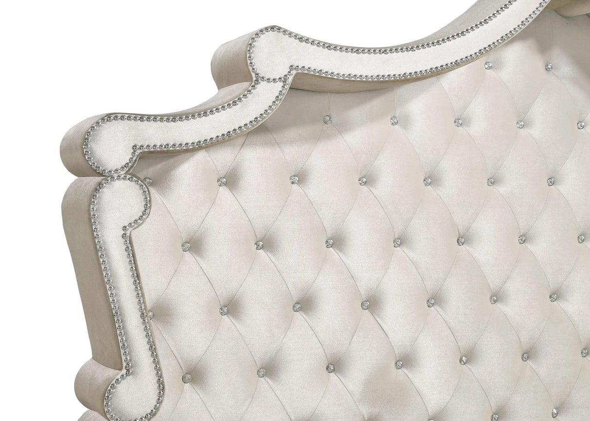 Antonella Ivory/Camel 5-Piece Upholstered Tufted Eastern King Bedroom Set by Coaster at Eve Furniture