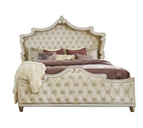 Antonella Ivory/Camel 4-Piece Upholstered Tufted Eastern King Bedroom Set