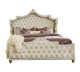 Antonella Ivory/Camel 4-Piece Upholstered Tufted California King Bedroom Set