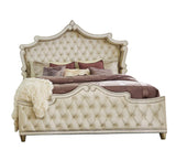 Antonella Ivory/Camel 4-Piece Upholstered Tufted Queen Bedroom Set