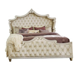 Antonella Upholstered Tufted California King Bed Ivory/Camel