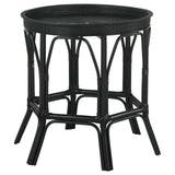 Antonio Black Round Rattan Tray Top Accent Table