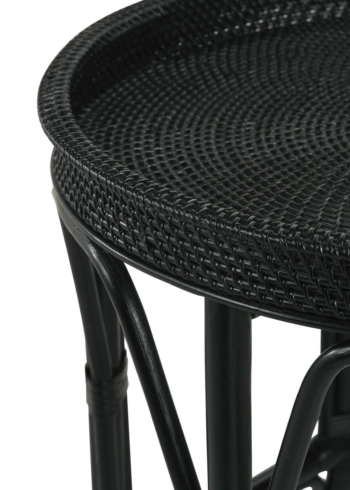 Antonio Black Round Rattan Tray Top Accent Table