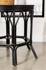 Antonio Black Round Rattan Tray Top Accent Table