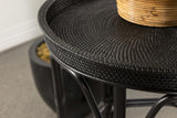 Antonio Black Round Rattan Tray Top Accent Table