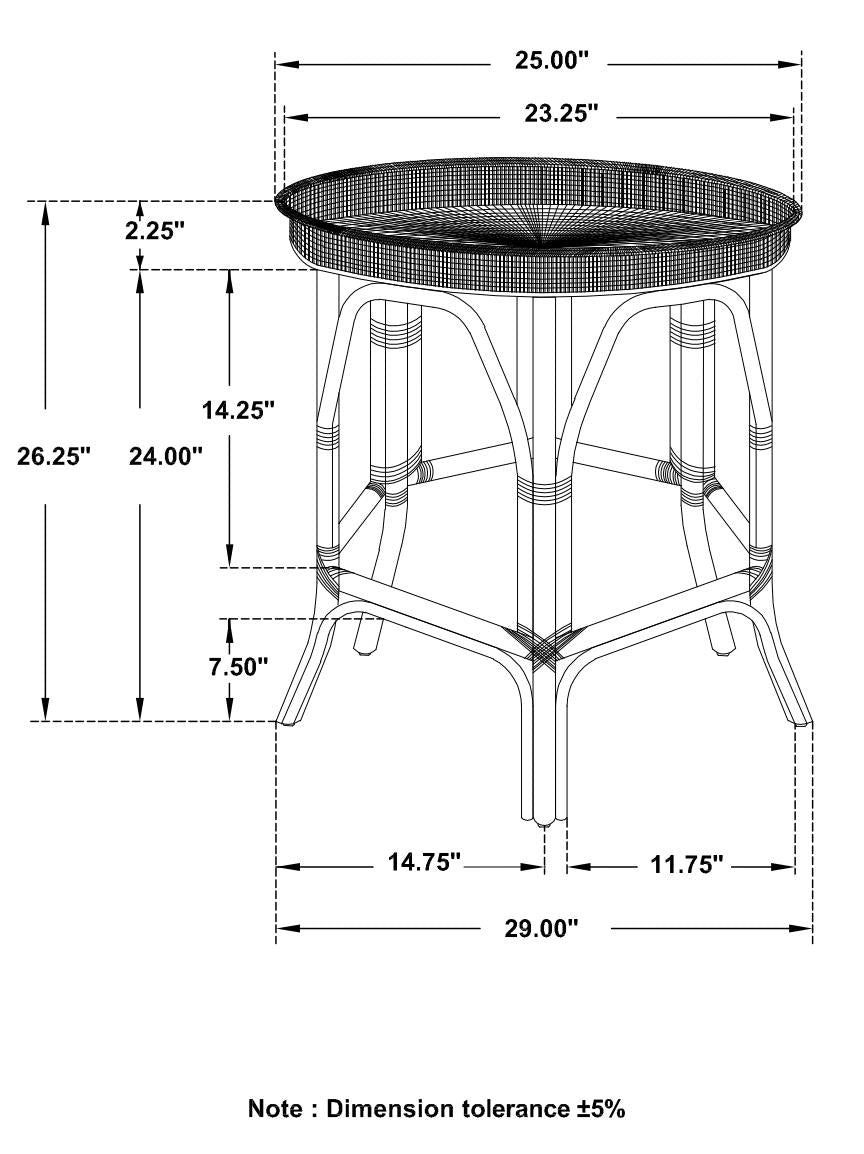 Antonio Black Round Rattan Tray Top Accent Table