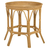 Antonio Natural Round Rattan Tray Top Accent Table