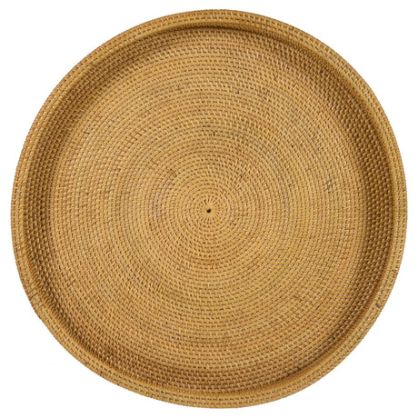 Antonio Natural Round Rattan Tray Top Accent Table